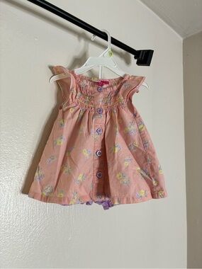 6-9M Penelope Mack Pink Floral Smocked Baby Girl Top & Shorts Set